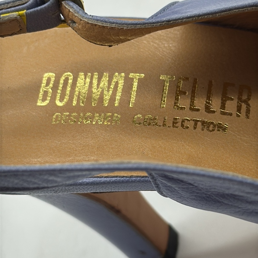 Bonwit Teller Vintage Cornflower Blue Peep-Toe Slingbacks Size 9 MCH8214B - Picture 7 of 8